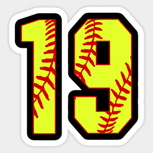 Fastpitch Softball Number 19 #19 Softball Shirt Jersey Uniform Favorite Player Biggest Fan Sticker